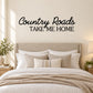 Wall decal: 'Country Roads' script with 'TAKE ME HOME' in bold uppercase, black