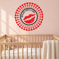 Heart-pattern circular die-cut decal with kiss lips and Sealed with a Kiss