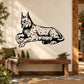 Resting lynx decal with black line-art of a curled lynx