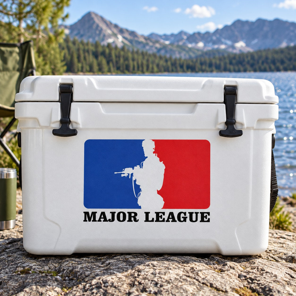 Major Leage Solider Printed Die Cut Decal — illustrative vinyl decal application mockup. Surrounding objects are not included.