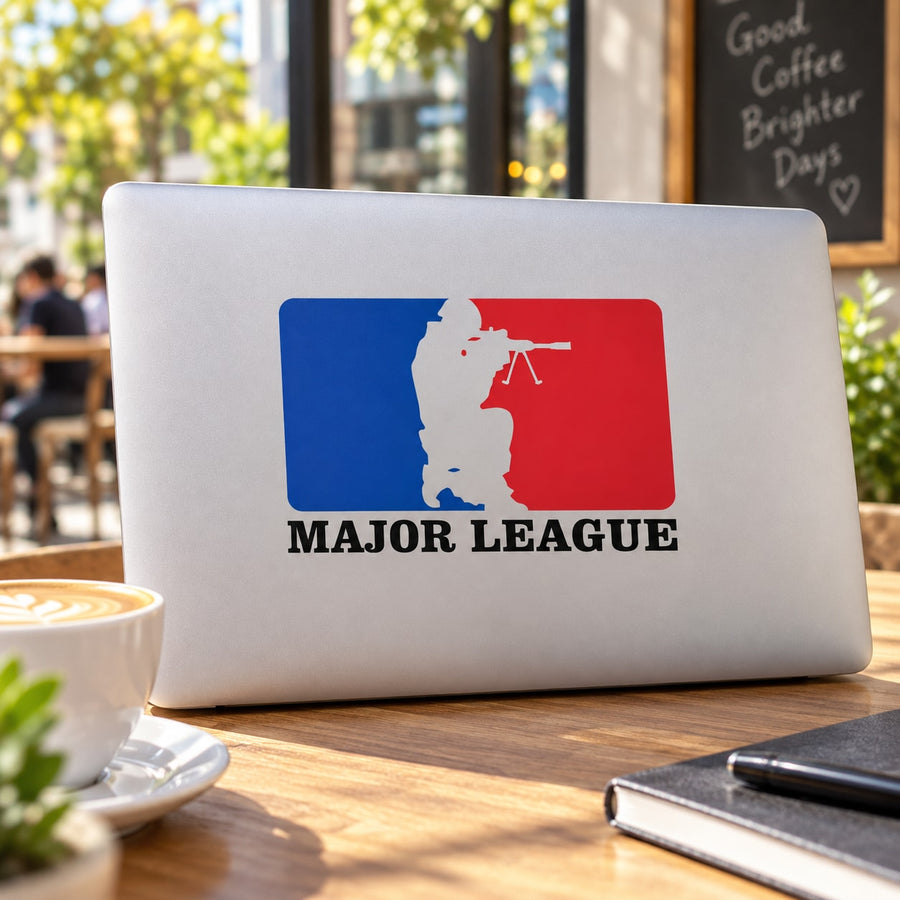 Major Leage Aim Printed Die Cut Decal — illustrative vinyl decal application mockup. Surrounding objects are not included.