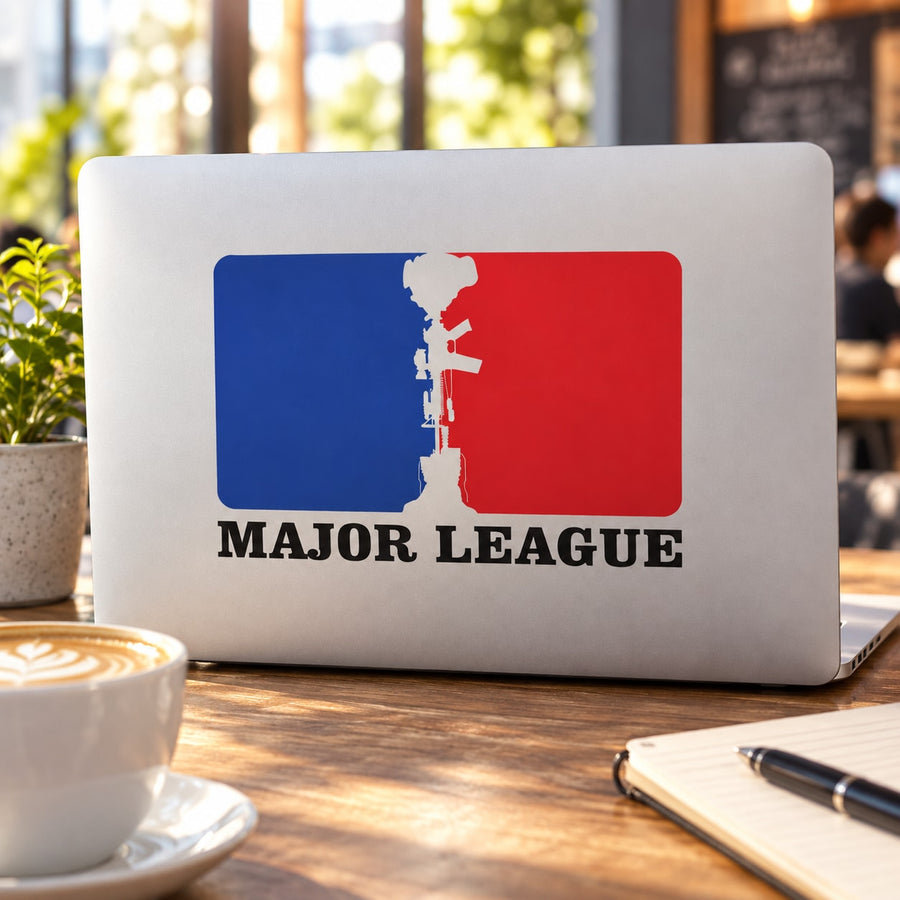 Major Leage Memorial Printed Die Cut Decal — illustrative vinyl decal application mockup. Surrounding objects are not included.