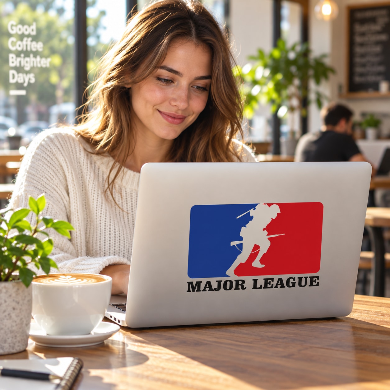 Major Leage Charging Soldier Printed Die Cut Decal — illustrative vinyl decal application mockup. Surrounding objects are not included.