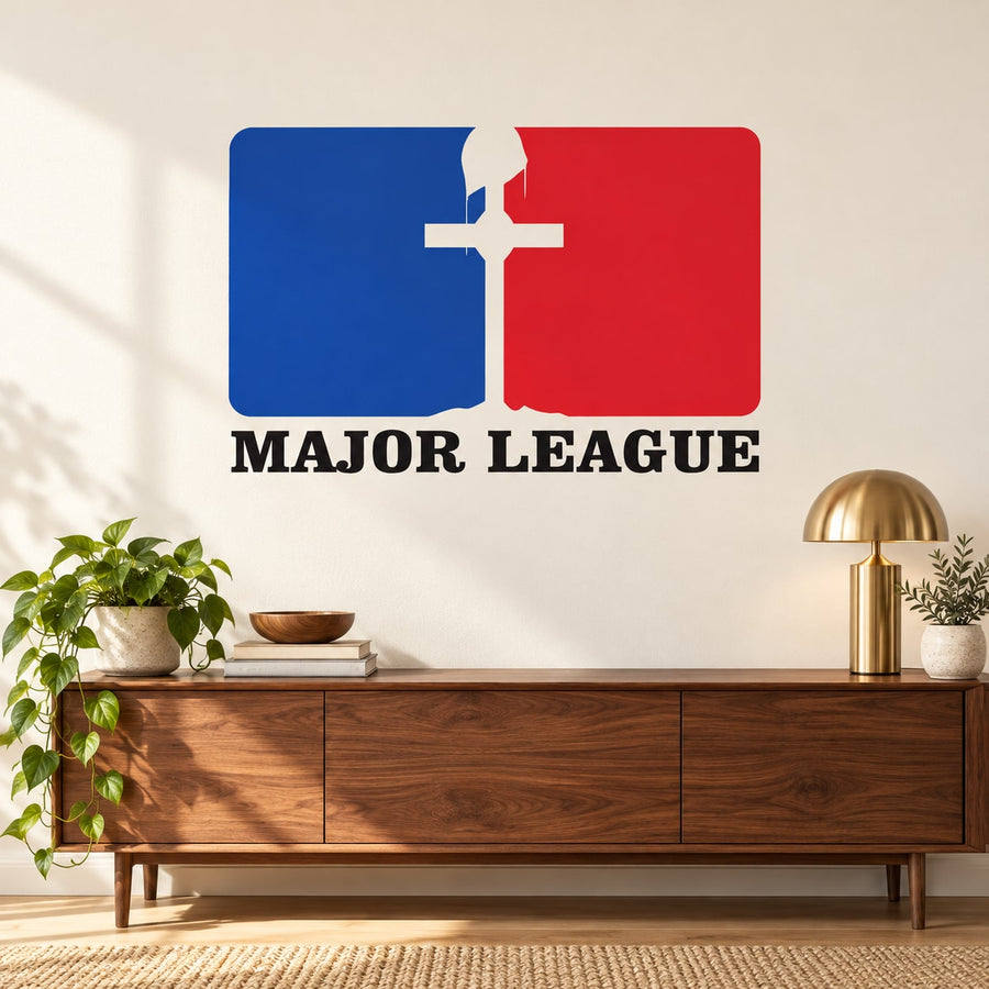 Major Leage Cross Printed Die Cut Decal — illustrative vinyl decal application mockup. Surrounding objects are not included.