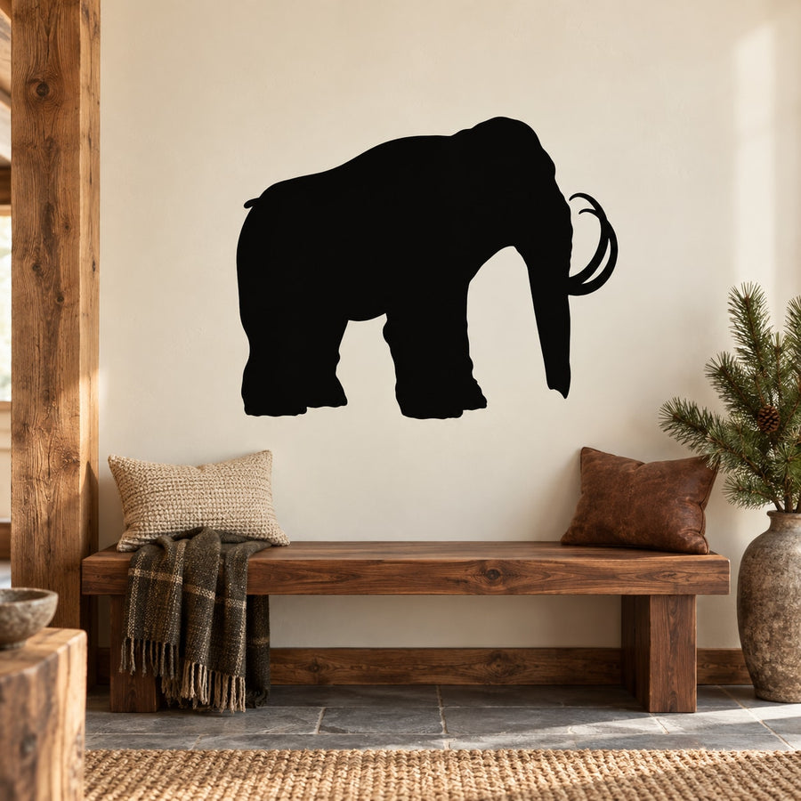 Black woolly mammoth wall decal silhouette