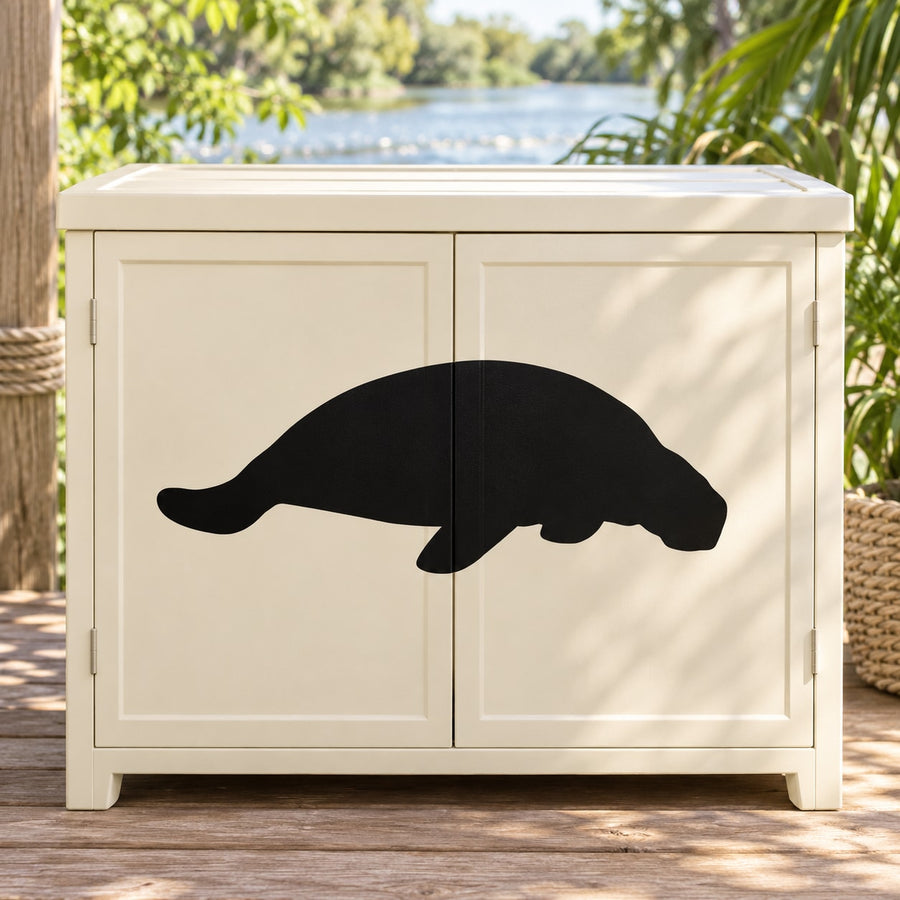 Resting manatee wall decal with black silhouette