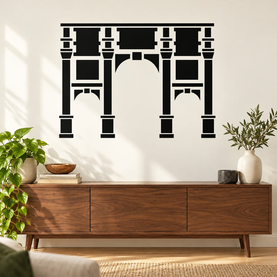 Black marble arch decal with geometric arch pattern