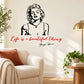 Marilyn Monroe wall decal with black portrait, red “Life is a beautiful thing.” script