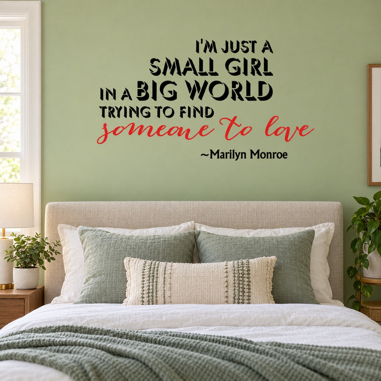 Marilyn Monroe wall decal with "Someone to love" quote text