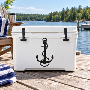 Marine-style anchor decal with rope loop and anchor emblem, black on white