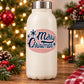 Christmas “Merry Christmas” decal with snowflakes on a white bottle