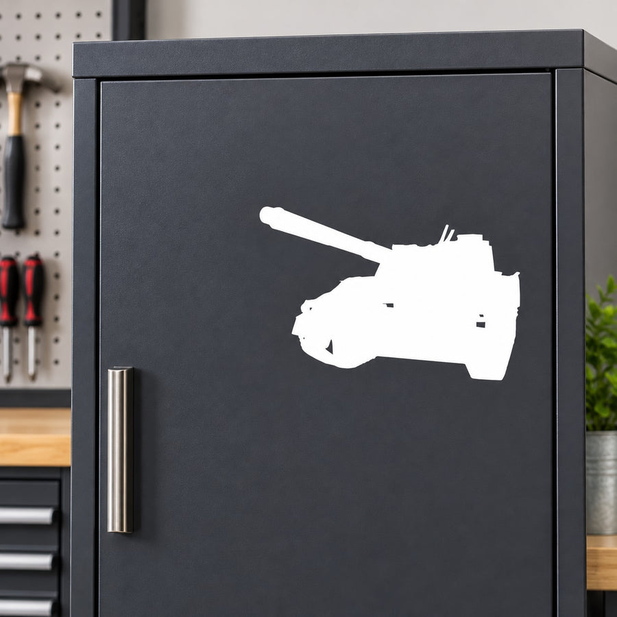 White tank driving decal silhouette