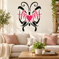 Butterfly heart printed die-cut wall decal with black and pink accents