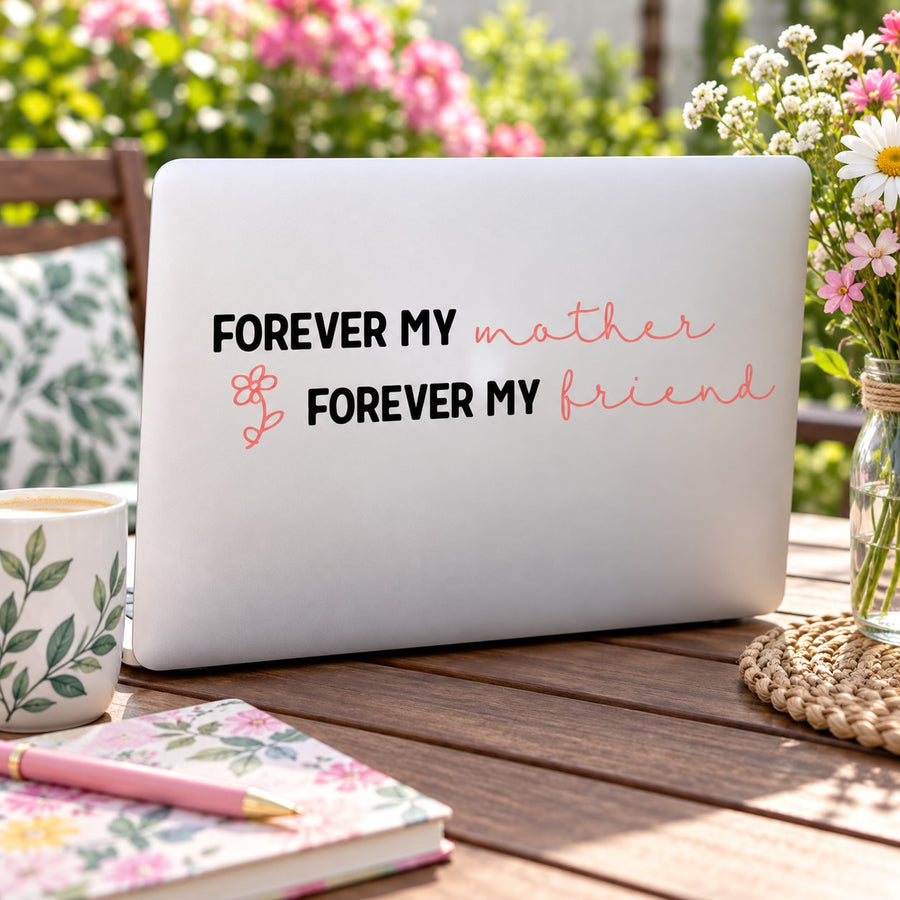 Forever My Mother Forever My Friend Decal — illustrative vinyl decal application mockup. Surrounding objects are not included.