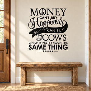 Black cow quote wall decal with bold typography and small cow graphic