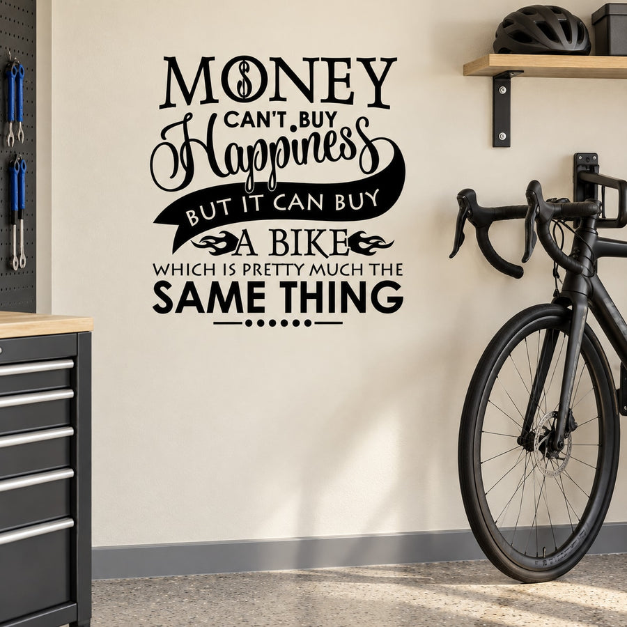 Black typography bike quote wall decal with bike graphic