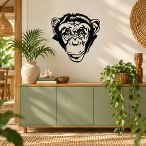 Smiling monkey decal with a black outlined monkey face and open mouth