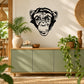 Smiling monkey decal with a black outlined monkey face and open mouth