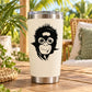 Stainless steel tumbler with smiling baby monkey face decal