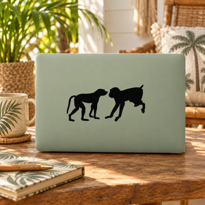 Monkeys socializing wall decal with black silhouette monkeys