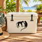 White cooler with black monkey grooming decal