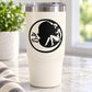 White tumbler with stainless lid and girl-on-moon decal