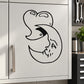 Heart and moon wall decal with black outline face design