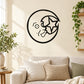 Frightened moon wall decal with black outline face and star