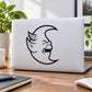 Black angry demon face crescent moon decal for laptop or window