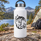 White bottle with black zebra moon decal sticker