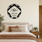 Southwest moon wall decal featuring a black-and-white face illustration inside a circle