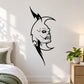 Black skull moon wall decal with pointed horns and curved crescent shape