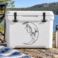 White cooler with moon woman face decal