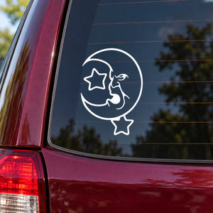 White moon and stars sleeping face car decal