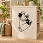 Dazed mouse decal with bold black illustrated mouse face on light background