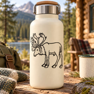 Water bottle with black outline moose side decal
