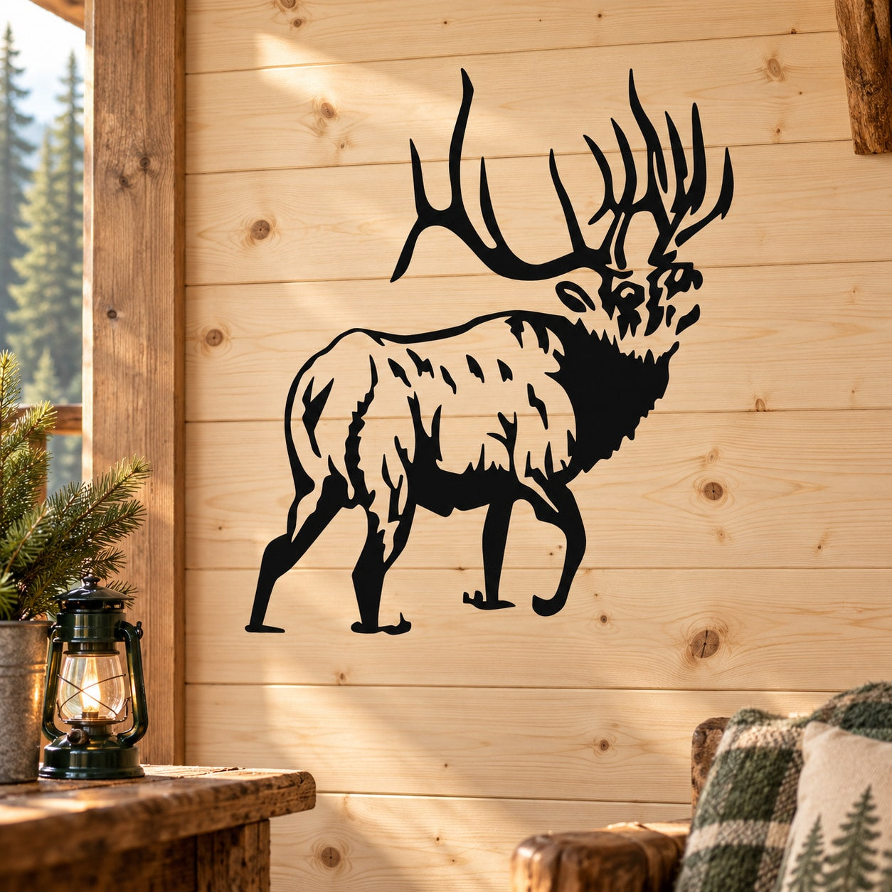 Black elk silhouette wall decal