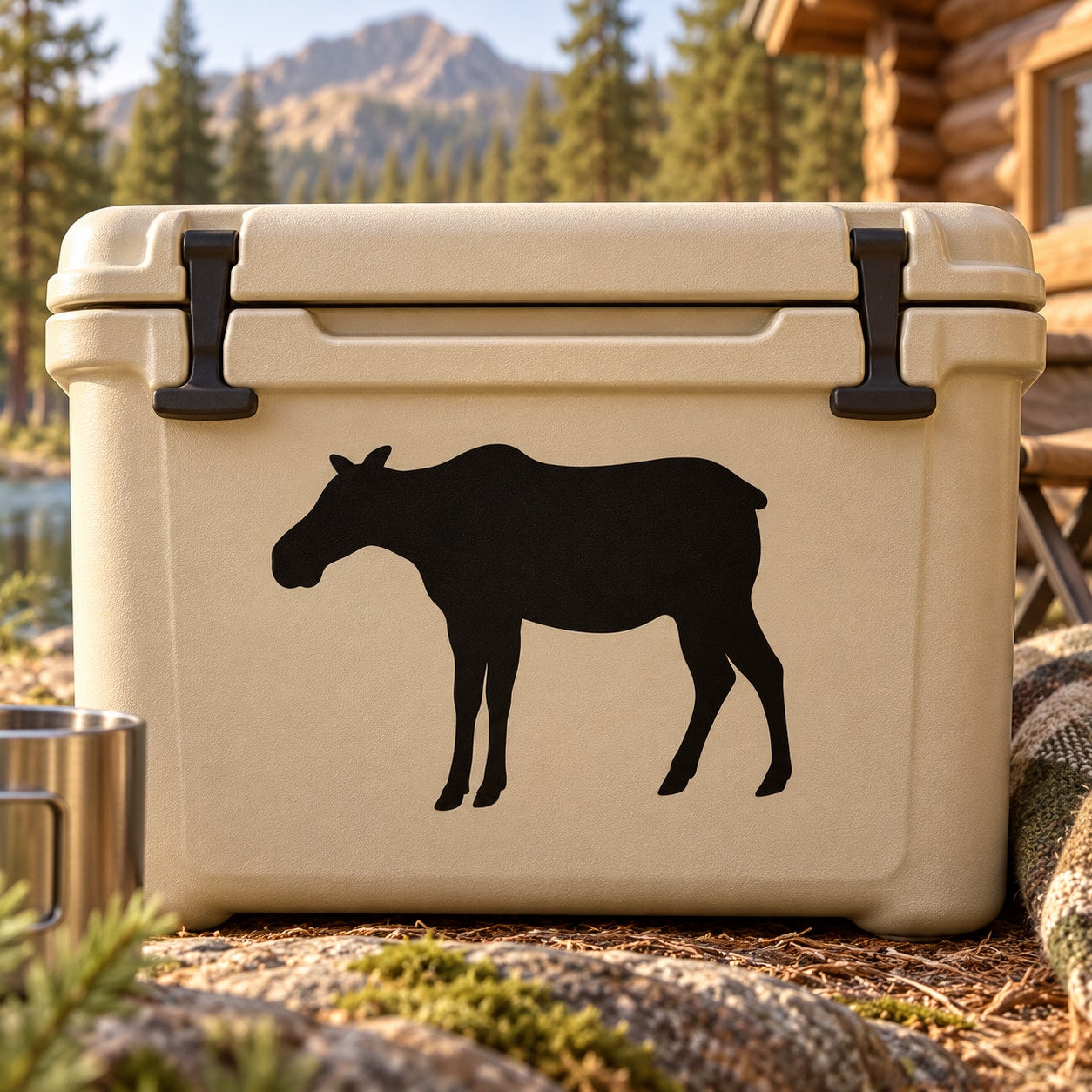 Black cow silhouette decal for cooler or case