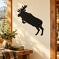 Leaping moose wall decal, black silhouette
