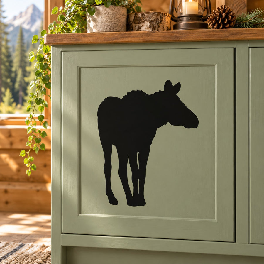 Black moose calf silhouette decal