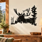 Black moose and pine tree wall decal silhouette