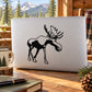 Black outline walking moose kids decal sticker, centered on light surface