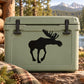 Black walking moose silhouette decal for outdoor surfaces