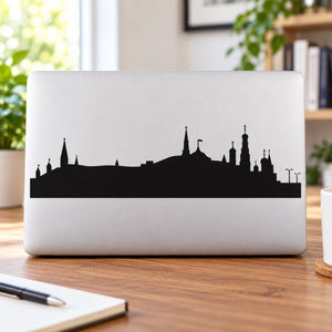 Moscow skyline wall decal with black city silhouette on a rectangular background