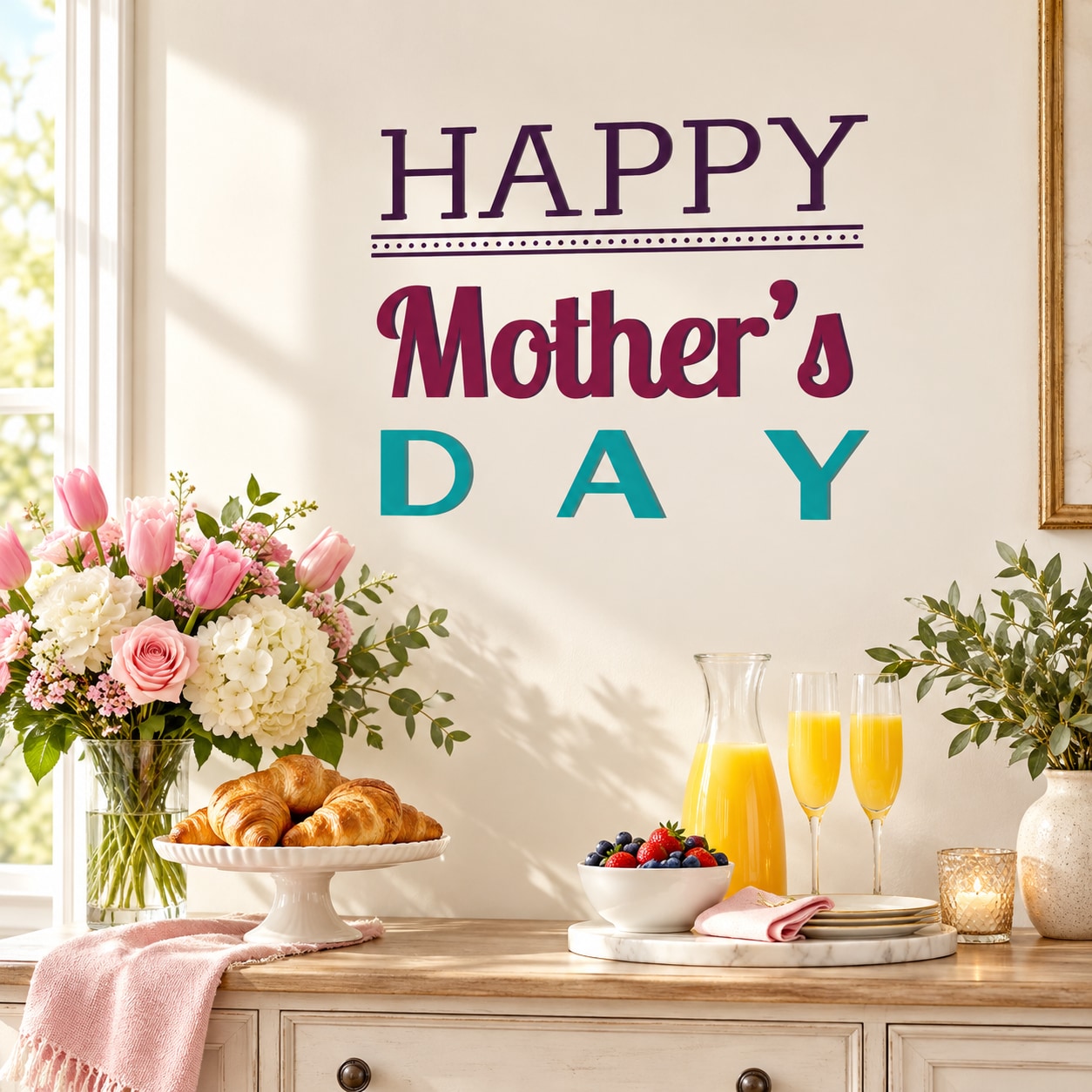 Happy Mother's Day wall decal with colorful 'Mother's DAY' typography