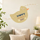 Mother's Day duck-shaped sticker with “Happy Mother's Day” lettering and flower accents
