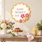 Round Happy Mother's Day flower wall sticker, scalloped border and floral design