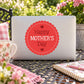 Rounded scallop Happy Mother's Day sticker, red badge with “Happy MOTHER'S DAY” text