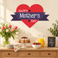 Mother's Day heart banner decal with Happy and Mothers Day text, red and purple