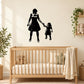 Mother and daughter walking holding hands wall decal silhouette